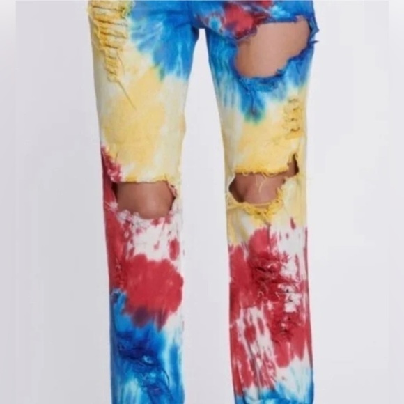 NWT 🌈 VIBRANT MIU BRAND🌈 TIE DYE JEANS SZ: 25 - Picture 3 of 9